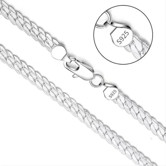 8 Inch 925 Silver Bracelet 5MM Side Chain Bracelet For Woman Man Fashion Jewelry - Picture 3 of 3